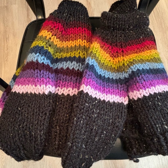 Black Tweed Rainbow Sweater- Chunky Knit Sweater - Picture 5 of 5